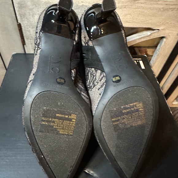 INC International Concepts Black Lace Pointed Toe Heeled Booties - Picture 3 of 8